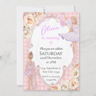 Ballerina Girl Birthday Party Invitation