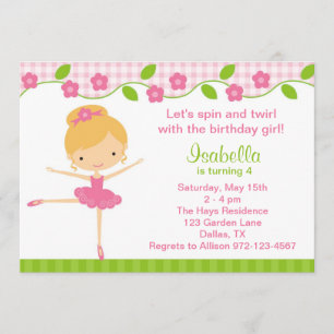 Ballerina Girl Birthday Party Invitations