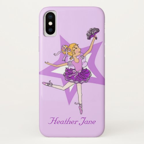 Ballerina girl blonde hair purple ballet iPhone XS case