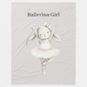 Ballerina Girl Bunny in Tutu Fleece Blanket