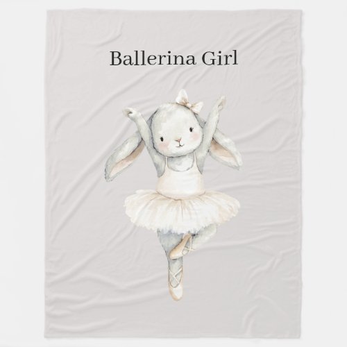 Ballerina Girl Bunny in Tutu Fleece Blanket