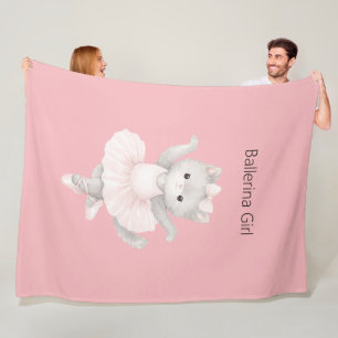 Ballerina Girl Grey Kitten Fleece Blanket