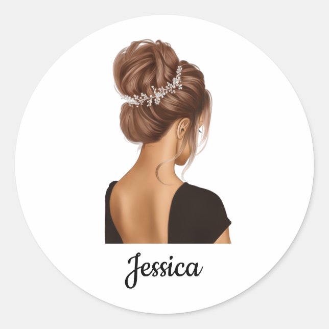 Ballerina Girl in Black Personalized Custom  Classic Round Sticker (Front)