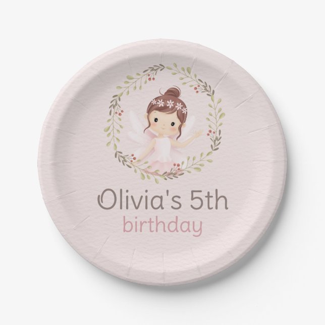 Ballerina Girl in Pink Dress Birthday Baby Shower Paper Plates (Front)