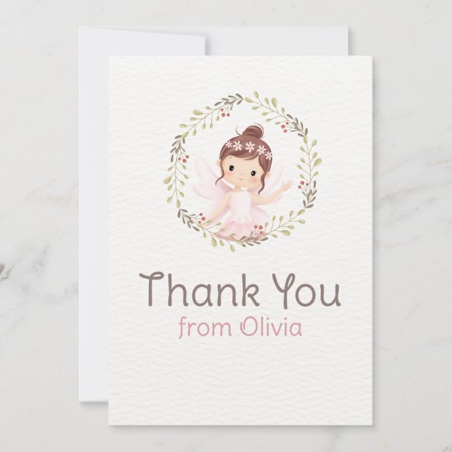 Ballerina Girl in Pink Dress Birthday Baby Shower Thank You Card (Front)