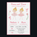 Ballerina Girl Joint Birthday Party Invitation<br><div class="desc">Ballerina Girl Joint Birthday Party Invitation  Pink Tutu Sister Sibling Party Invation</div>