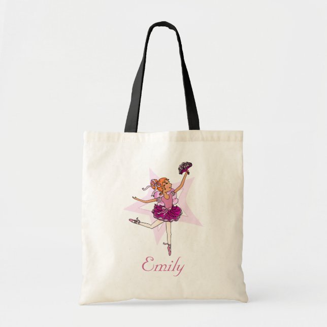 Ballerina girl "name" pink ballet bag (Front)
