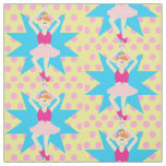 Ballerina Girl On Pink Polka Dot Fabric