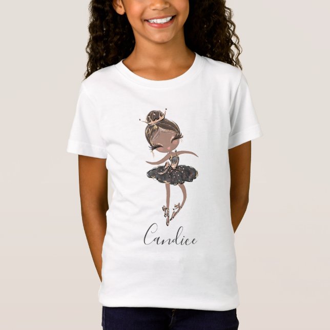 Ballerina Girl Personalized Ballet Birthday Party T-Shirt (Front)
