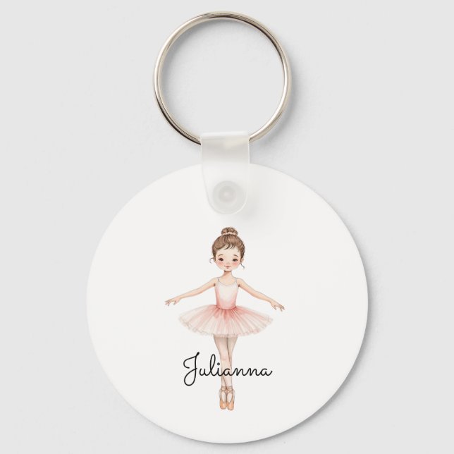 Ballerina Girl Personalized Keychain (Front)