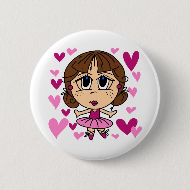 Ballerina Girl Pinback Button (Front)