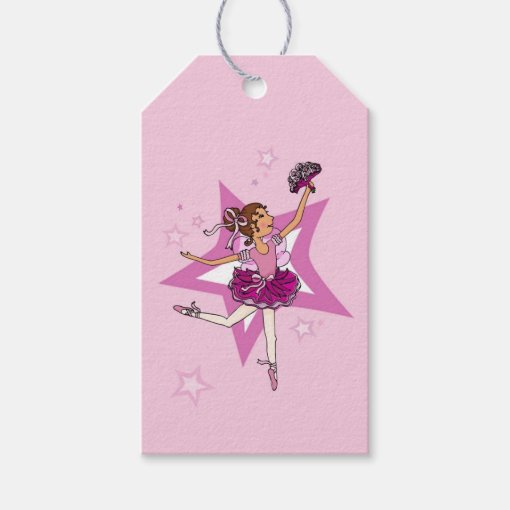 Ballerina girl pink and white gift tag | Zazzle