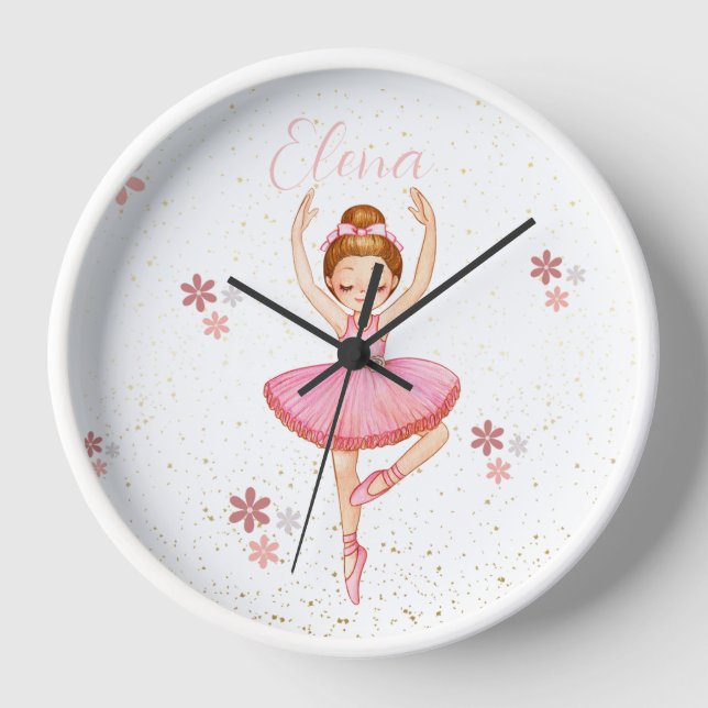 Ballerina girl pink nursery custom clock (Front)