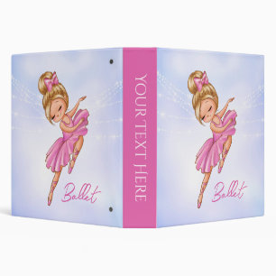 Ballerina Girl Pink, Purple Pretty Ballet 3 Ring Binder