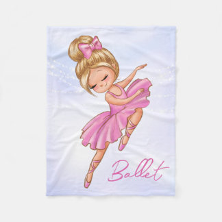Ballerina Girl Pink, Purple Pretty Ballet Dance Fleece Blanket