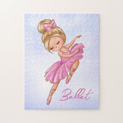 Ballerina Girl Pink Purple Pretty Ballet Dance Jigsaw Puzzle