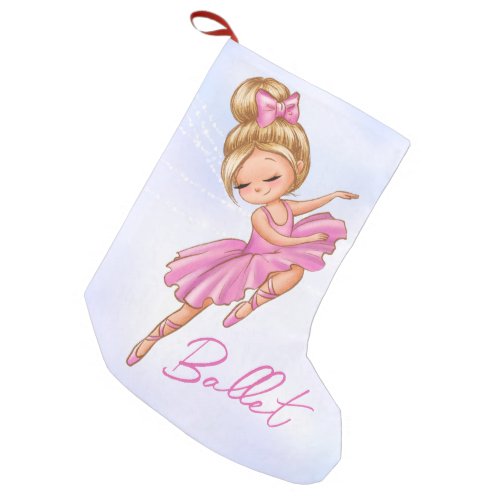 Ballerina Girl Pink Purple Pretty Ballet Dance Small Christmas Stocking