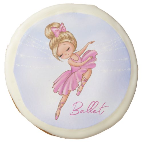 Ballerina Girl Pink Purple Pretty Ballet Dance Sugar Cookie