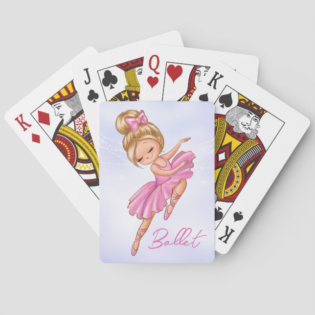 Ballerina Girl Pink, Purple Pretty Ballet Poker Cards (Back)