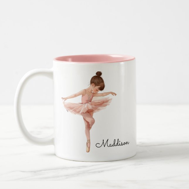Ballerina Girl Pose Personalized  Two-Tone Coffee Mug (Left)