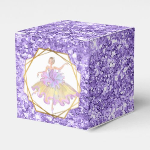 Ballerina girl pretty purple glitter girls favor boxes