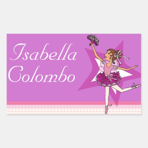 ballerina girl purple ballet name id label sticker