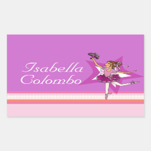 ballerina girl purple ballet name id label sticker