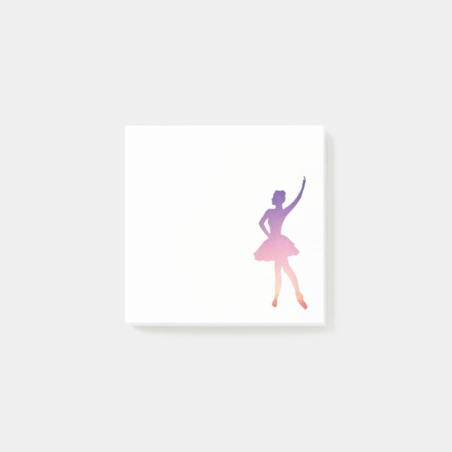 Ballerina girl silhouette pink purple  post-it notes (Front)