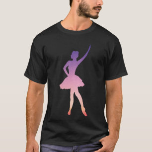 Ballerina girl silhouette pink purple   T-Shirt