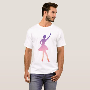 Ballerina girl silhouette pink purple T-Shirt