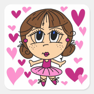 Ballerina Girl Square Sticker