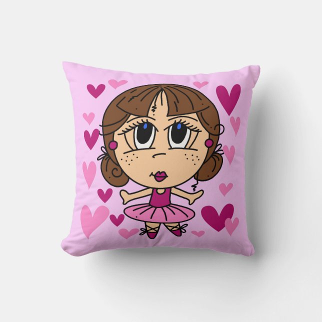 Ballerina Girl Throw Pillow (Front)