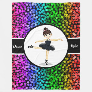 Ballerina Girls Colorful Flowers Dance Ballet Fleece Blanket