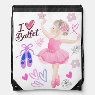 Ballerina Girl's Drawstring Backpack