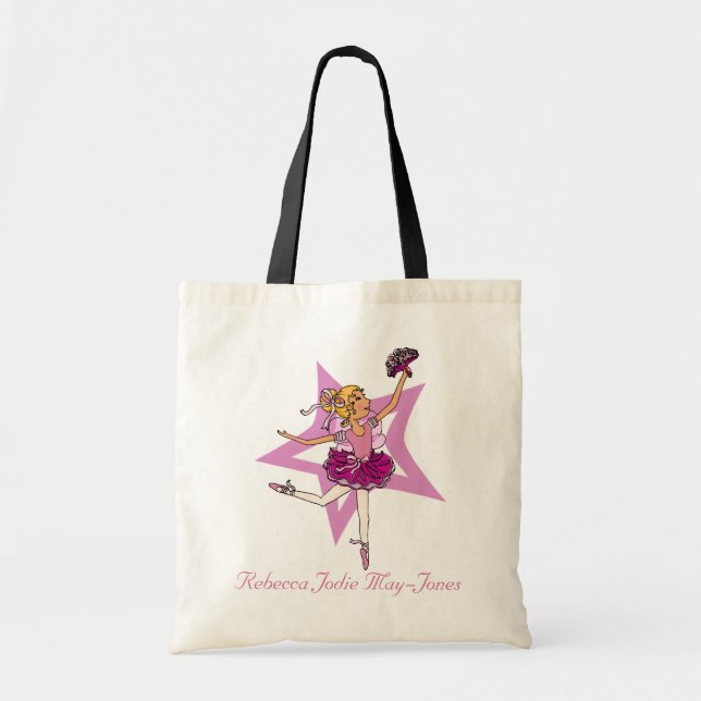 Ballerina girls personalized name pink ballet bag (Front)