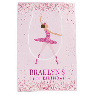Ballerina Glitter Confetti Birthday Design Medium Gift Bag