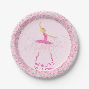 Ballerina Glitter Confetti Birthday Design Paper Plates