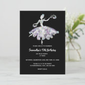 Ballerina glitter confetti girls birthday party invitation (Standing Front)