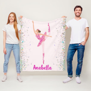 Ballerina Glitter Confetti Personalized Design Fleece Blanket