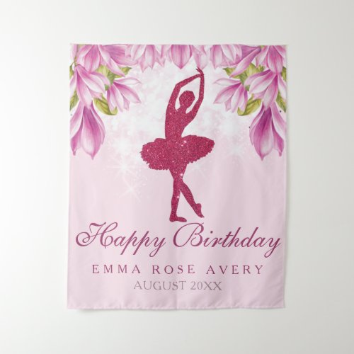 Ballerina Glitter Happy Birthday Tapestry