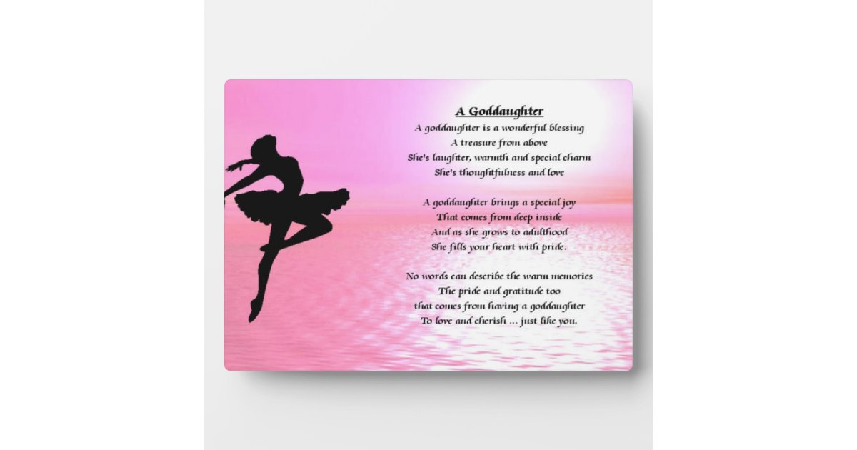 Ballerina Goddaughter Poem Plaque Zazzle