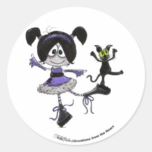 Ballerina Goth Style Classic Round Sticker