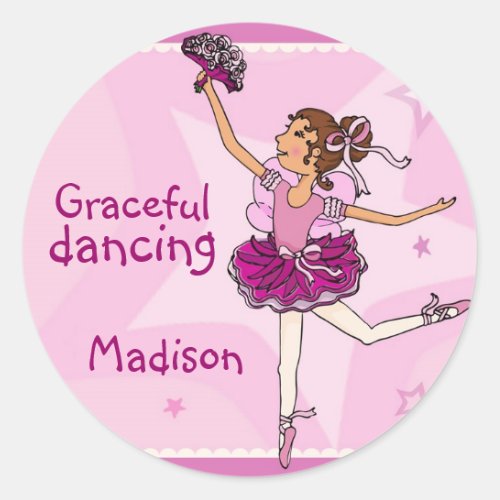 Ballerina graceful dancing sticker brunettepink