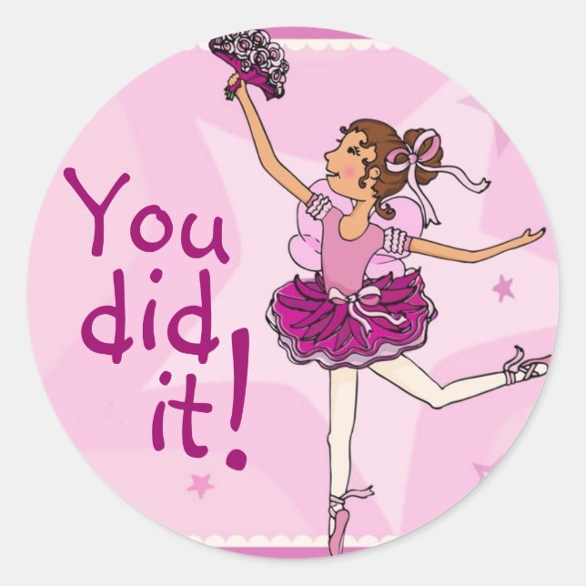 Ballerina graceful dancing sticker brunette/pink (Front)