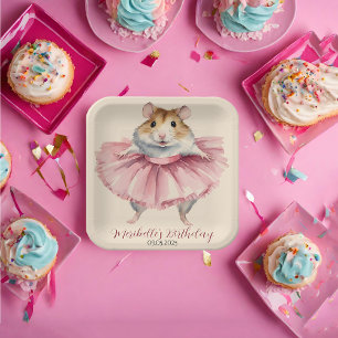 Ballerina Hamster Girl Birthday Thank You Paper Plates