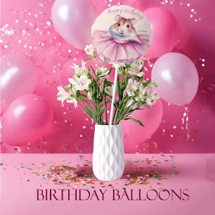 Ballerina Hamster Girl Personalized Happy Birthday Balloon