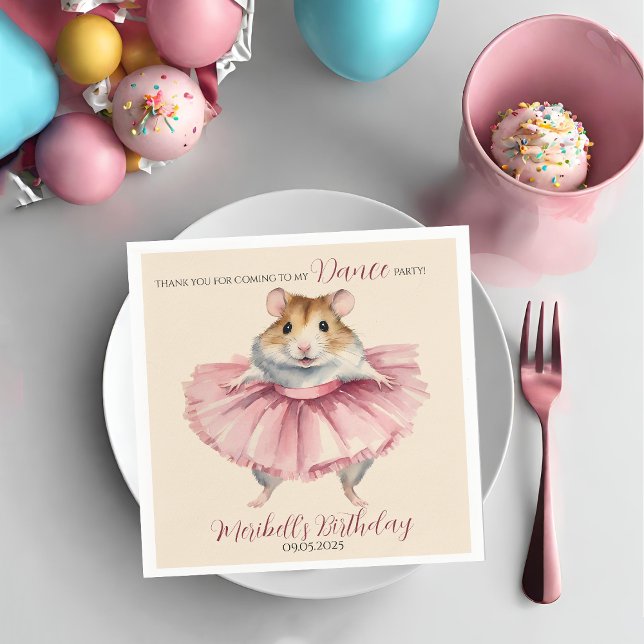 Ballerina Hamster Girls Birthday Dance Party Napkins (Creator Uploaded)