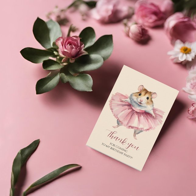 Ballerina Hamster Girls Birthday Thank You Card (Creator Uploaded)