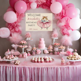 Ballerina Hamster Girls Birthday Welcome Sign