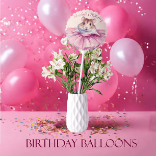 Ballerina Hamster Girls Personalized Birthday Balloon